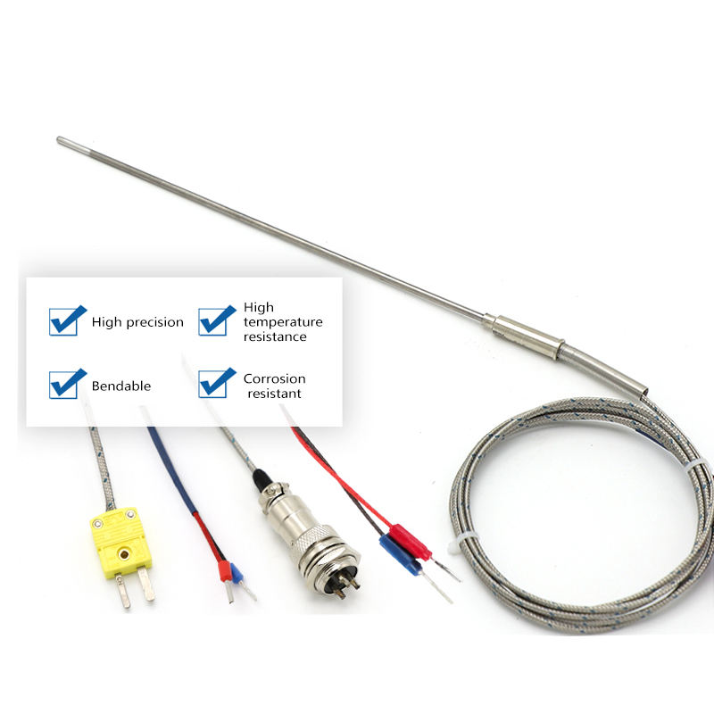 Pengukuran Suhu Industri Stainless Steel Presisi Tinggi Sensor Suhu PT100 Monitor Suhu RTD