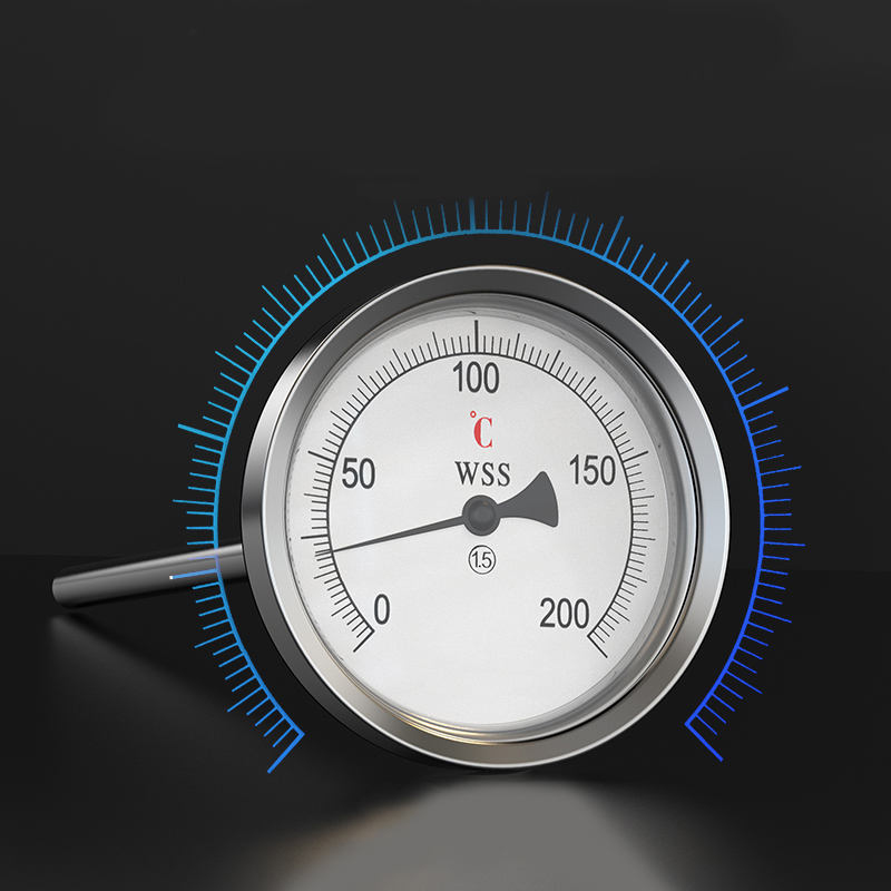 Industri Tipe Radial Aksial Panjang Kustom 1/2 Benang 304 Baja Tahan Karat 1.6 Termometer Bimetalik Tipe Penunjuk Presisi