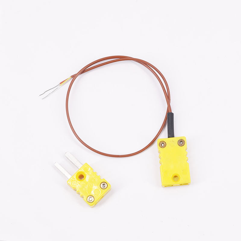 Kabel Ekstensi Termokopel 2 Kawat Pengukuran Suhu Berselubung PTFE Coklat dengan Steker Termokopel untuk Sensor Tipe K Kontak Langsung