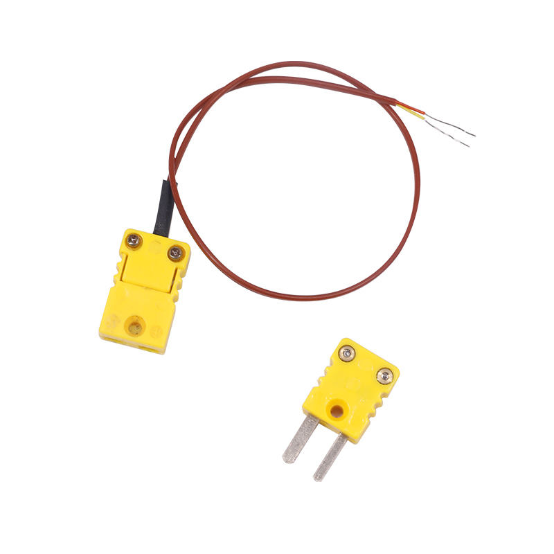 Kabel Ekstensi Termokopel 2 Kawat Pengukuran Suhu Berselubung PTFE Coklat dengan Steker Termokopel untuk Sensor Tipe K Kontak Langsung