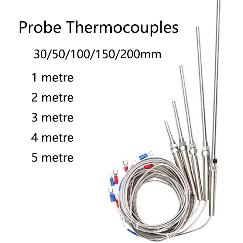 Termokopel fleksibel berlapis jarum, Tipe K, 2 kawat, suhu tinggi, termokopel presisi tinggi dengan sensor PT100 RTD yang diperluas